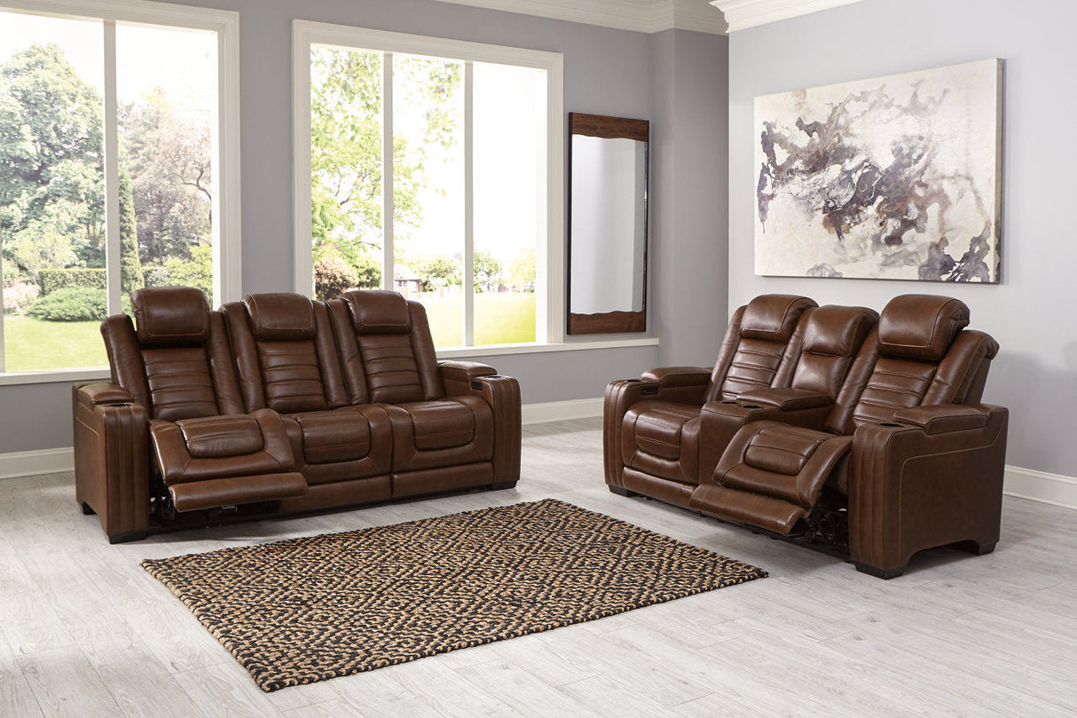 Backtrack Chocolate Power Reclining Sofa and Loveseat