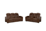 Backtrack Chocolate Power Reclining Sofa and Loveseat