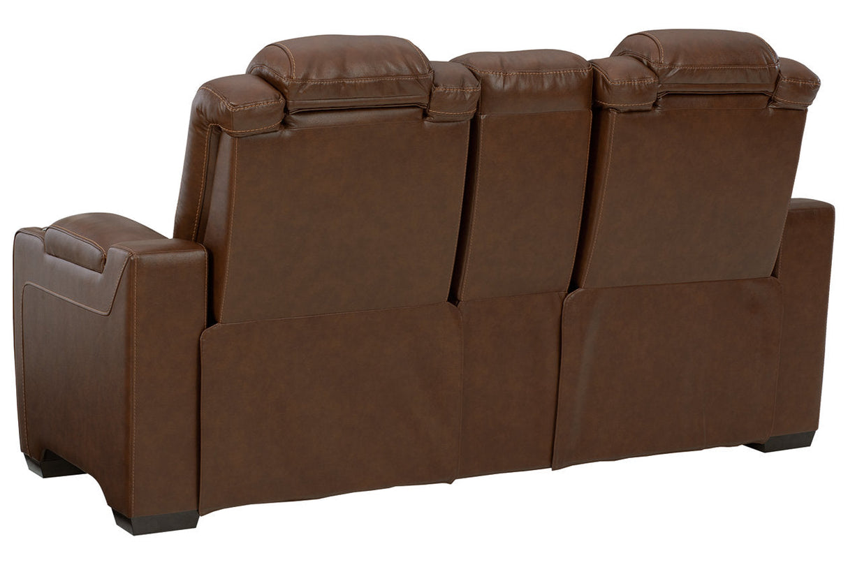 Backtrack Chocolate Power Reclining Loveseat with Console