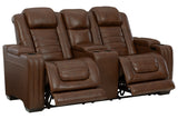 Backtrack Chocolate Power Reclining Loveseat with Console