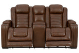 Backtrack Chocolate Power Reclining Loveseat with Console