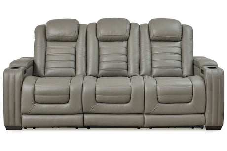 Backtrack Gray Power Reclining Sofa and Loveseat