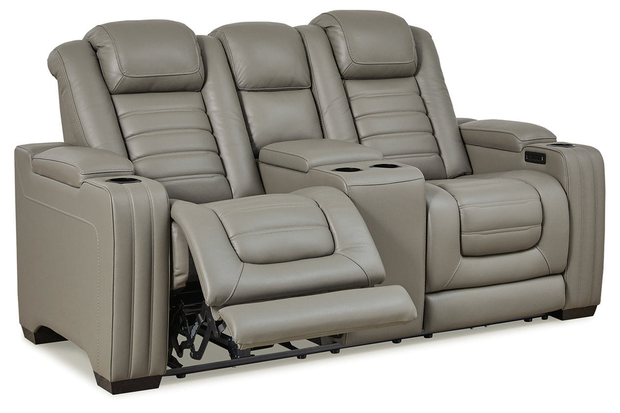 Backtrack Gray Power Reclining Loveseat