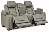 Backtrack Gray Power Reclining Loveseat