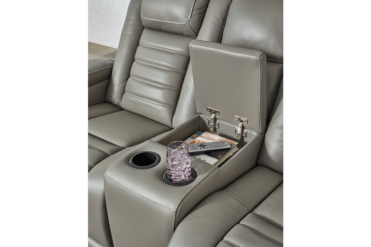 Backtrack Gray Power Reclining Loveseat