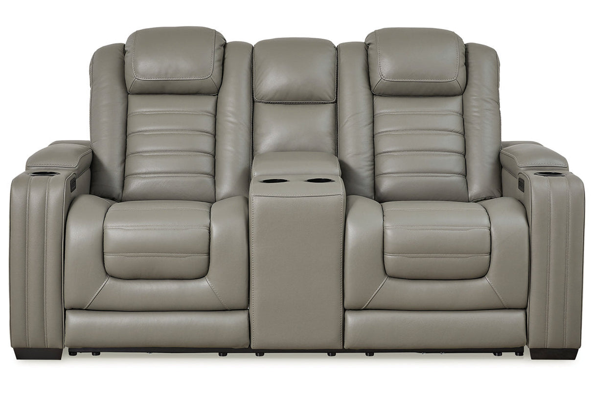 Backtrack Gray Power Reclining Loveseat