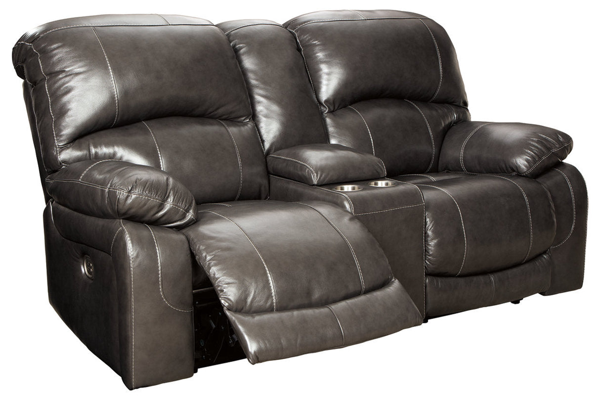 Hallstrung Gray Power Reclining Loveseat with Console