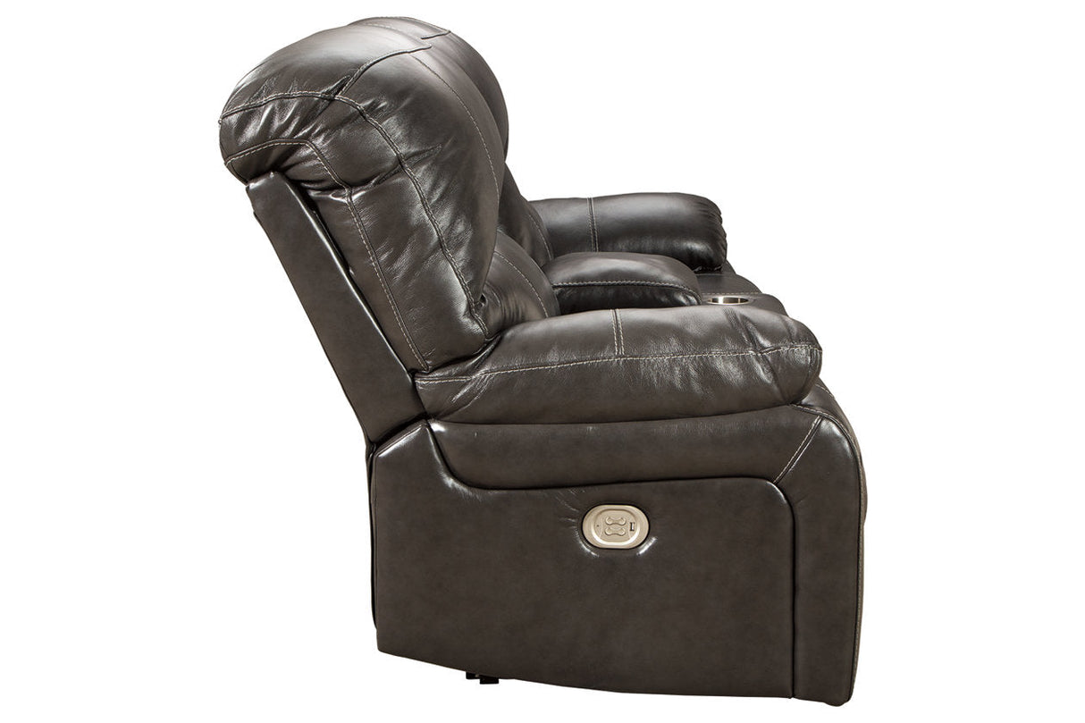 Hallstrung Gray Power Reclining Loveseat with Console