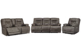 Wurstrow Smoke Power Reclining Sofa, Loveseat and Recliner