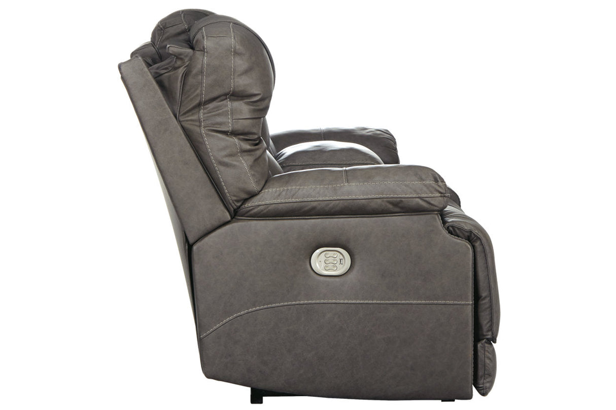 Wurstrow Smoke Power Reclining Loveseat with Console