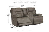 Wurstrow Smoke Power Reclining Loveseat with Console