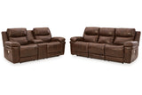 Edmar Chocolate Power Reclining Sofa and Loveseat