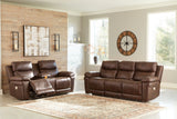 Edmar Chocolate Power Reclining Sofa and Loveseat