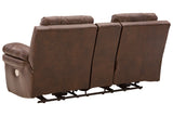 Edmar Chocolate Power Reclining Loveseat with Console