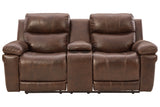 Edmar Chocolate Power Reclining Loveseat with Console