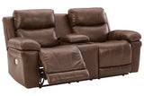 Edmar Chocolate Power Reclining Loveseat with Console