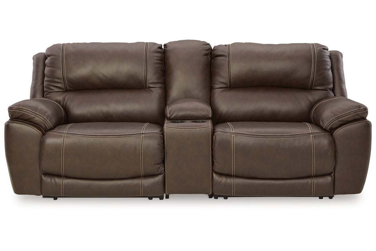 Dunleith Chocolate 3-Piece Power Reclining Loveseat with Console