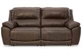 Dunleith Chocolate 2-Piece Power Reclining Sectional Loveseat