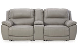 Dunleith Gray 3-Piece Power Reclining Sectional Loveseat with Console