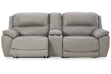 Dunleith Gray 3-Piece Power Reclining Sectional Loveseat with Console