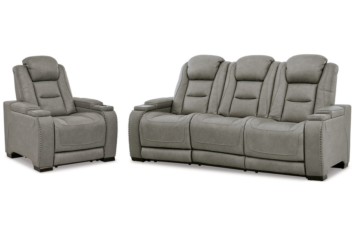 The Man-Den Gray Power Reclining Sofa and Recliner