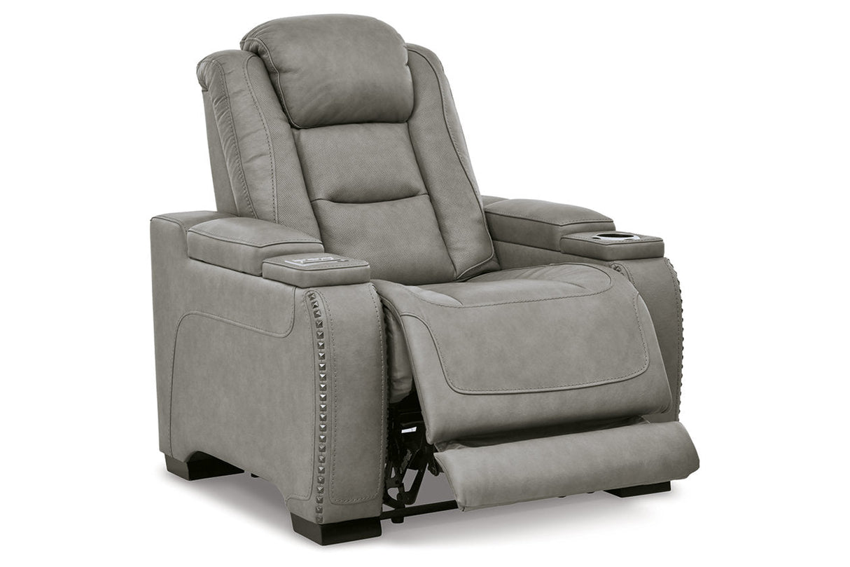 The Man-Den Gray Power Reclining Loveseat and Recliner