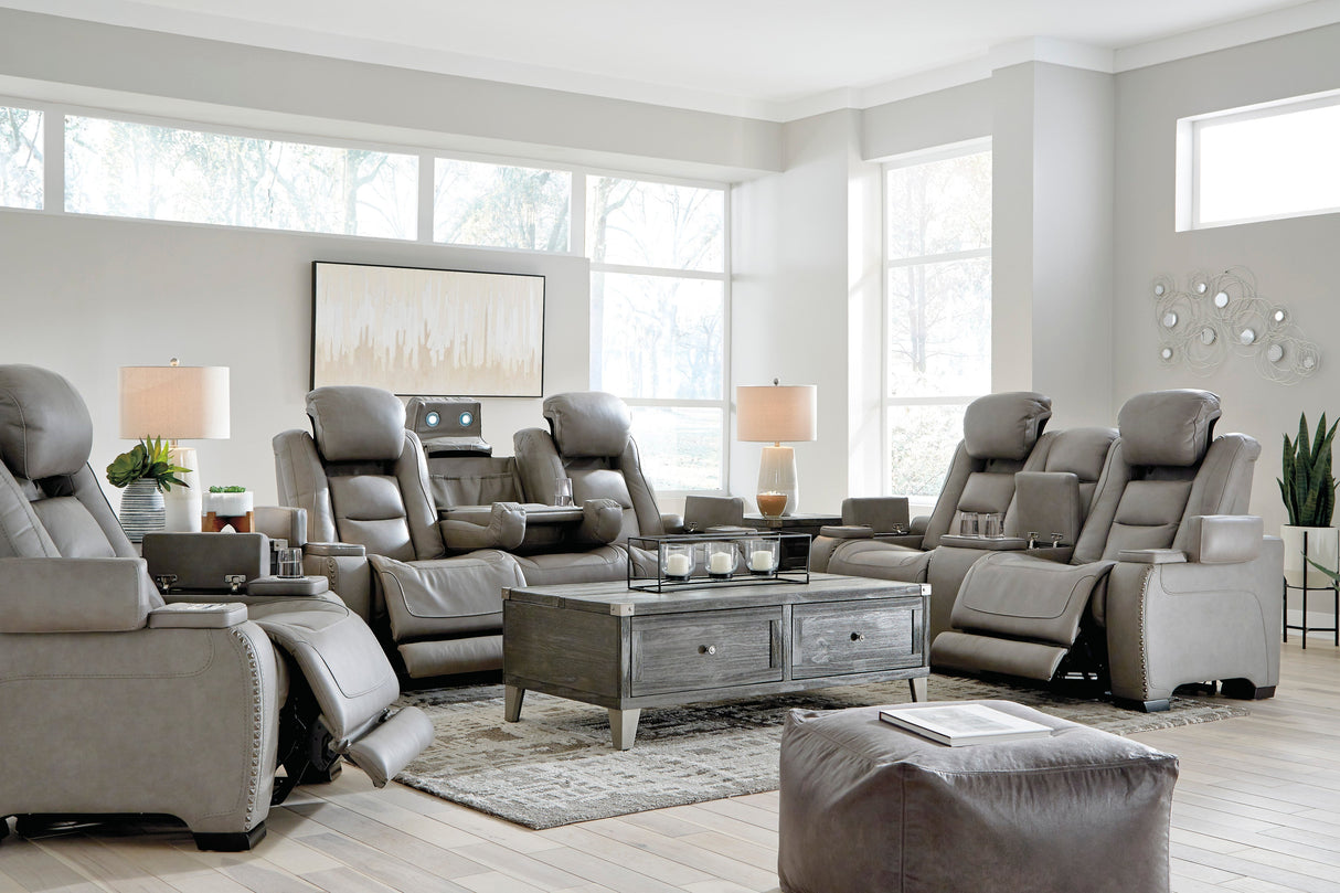 The Man-Den Gray Power Reclining Living Room Set