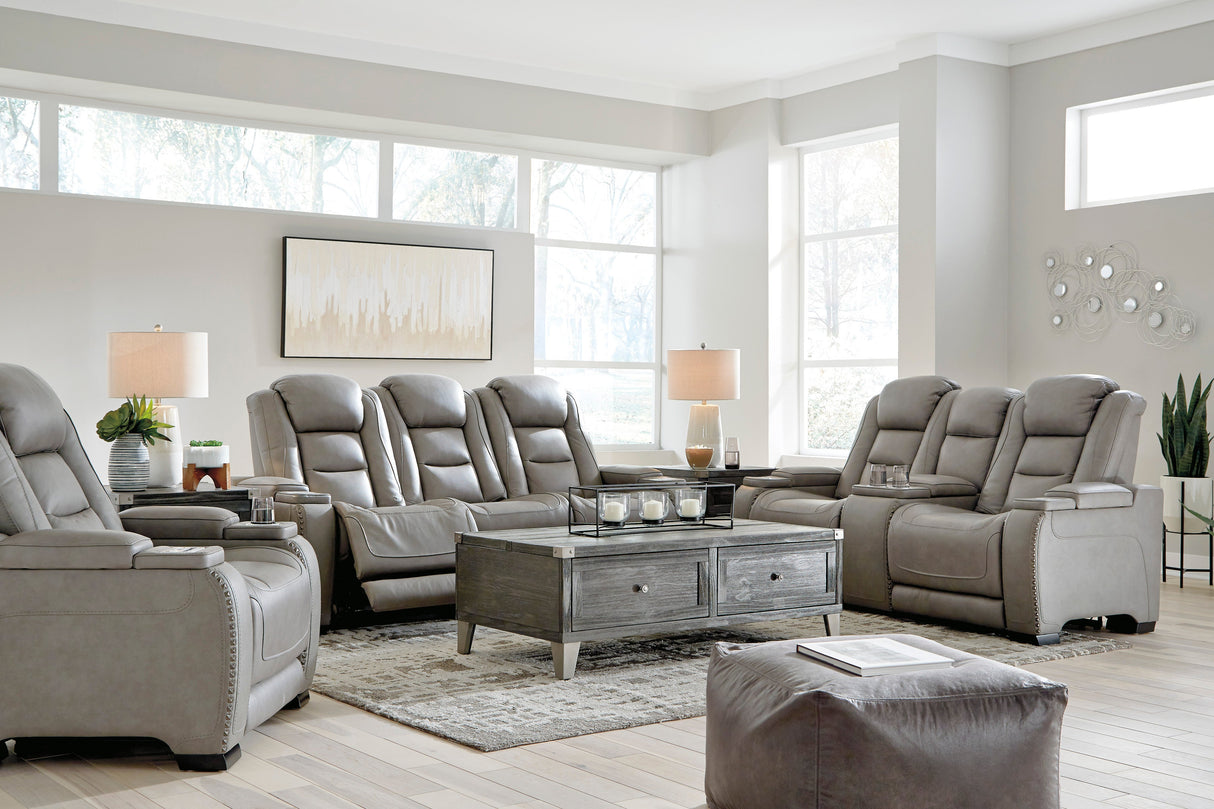 The Man-Den Gray Power Reclining Living Room Set