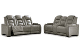 The Man-Den Gray Power Reclining Sofa and Loveseat