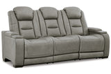 The Man-Den Gray Power Reclining Sofa and Loveseat with Power Recliner