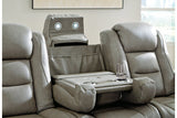 The Man-Den Gray Power Reclining Sofa and Loveseat