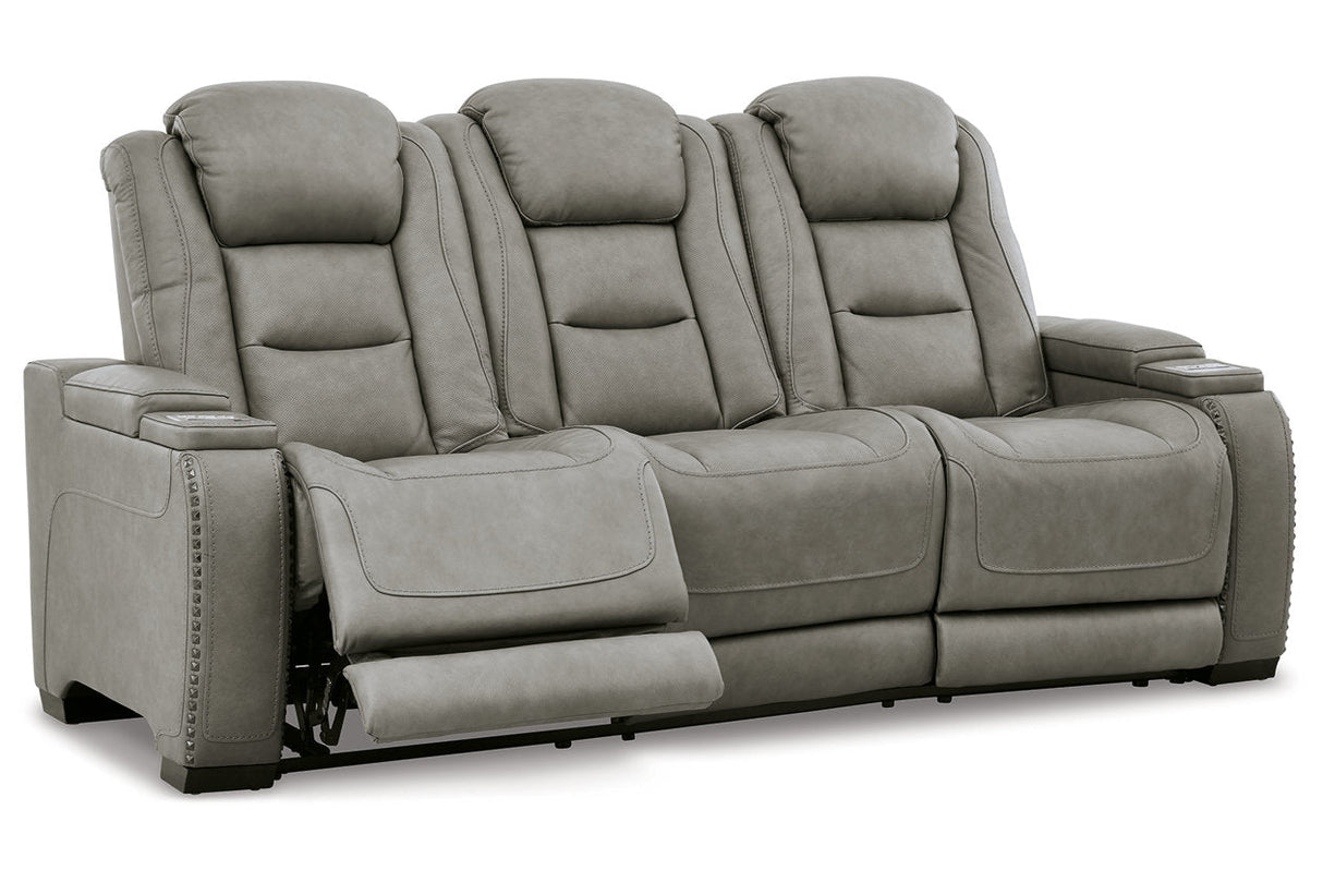 The Man-Den Gray Power Reclining Sofa and Loveseat