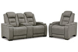 The Man-Den Gray Power Reclining Loveseat and Recliner