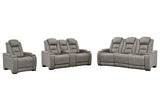 The Man-Den Gray Power Reclining Sofa and Loveseat with Power Recliner