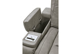 The Man-Den Gray Power Reclining Loveseat with Console