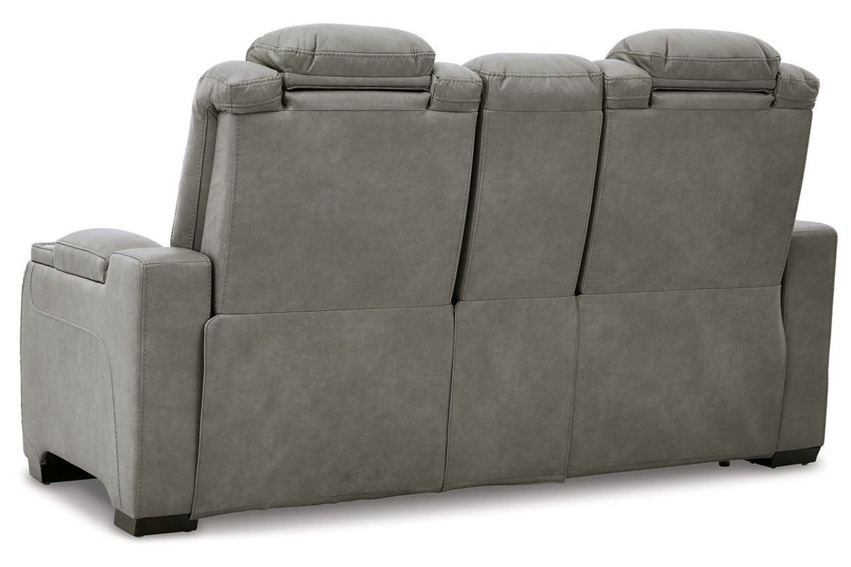 The Man-Den Gray Power Reclining Loveseat and Recliner