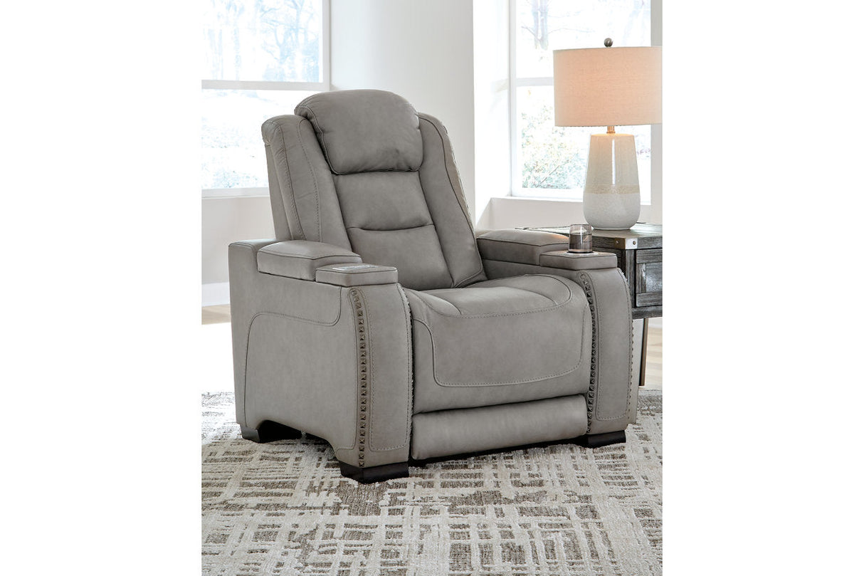 The Man-Den Gray Power Reclining Loveseat and Recliner