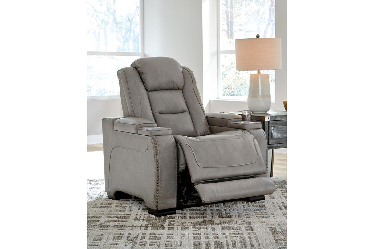 The Man-Den Gray Power Reclining Loveseat and Recliner