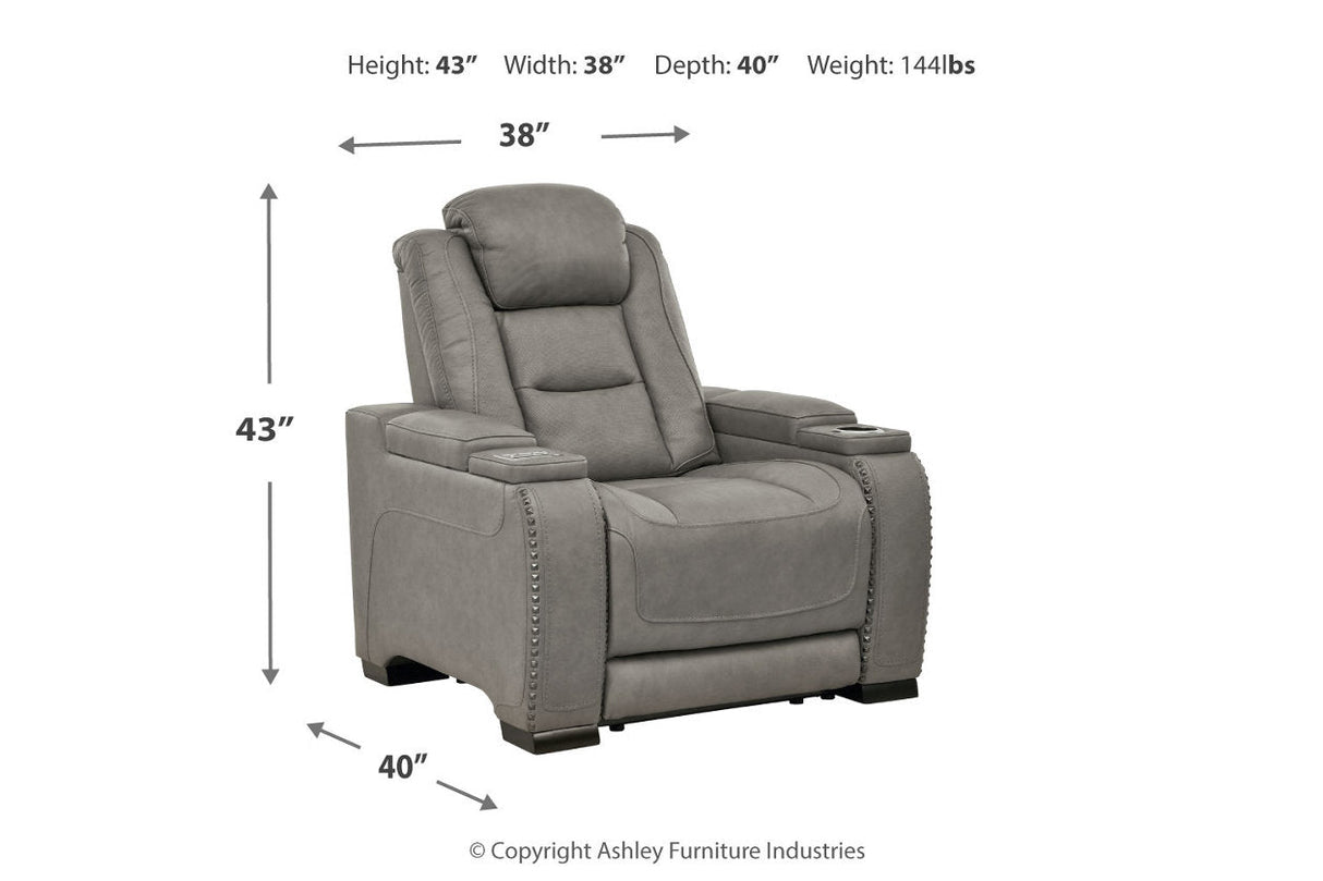 The Man-Den Gray Power Reclining Loveseat and Recliner