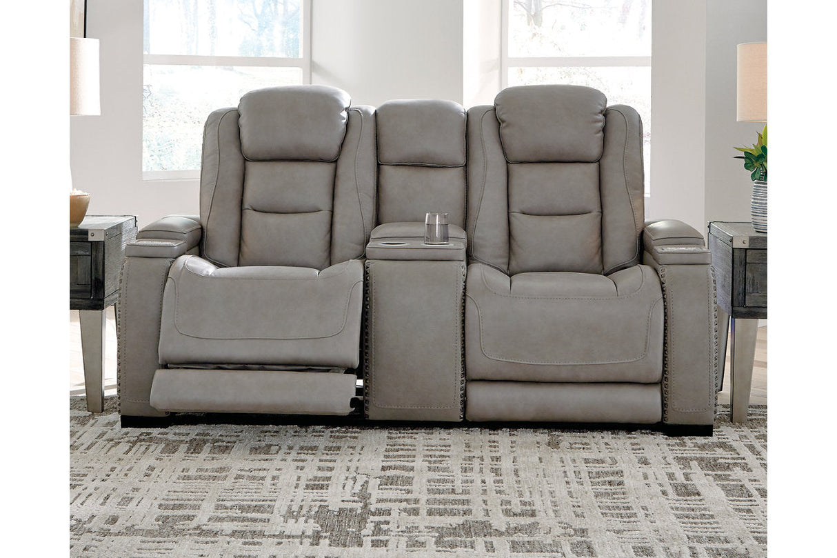 The Man-Den Gray Power Reclining Loveseat and Recliner