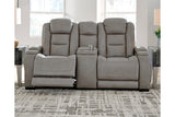 The Man-Den Gray Power Reclining Sofa and Loveseat