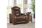 The Man-Den Mahogany Power Reclining Sofa and Recliner