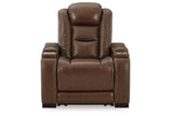 The Man-Den Mahogany Power Reclining Sofa and Recliner