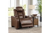 The Man-Den Mahogany Power Reclining Sofa and Recliner