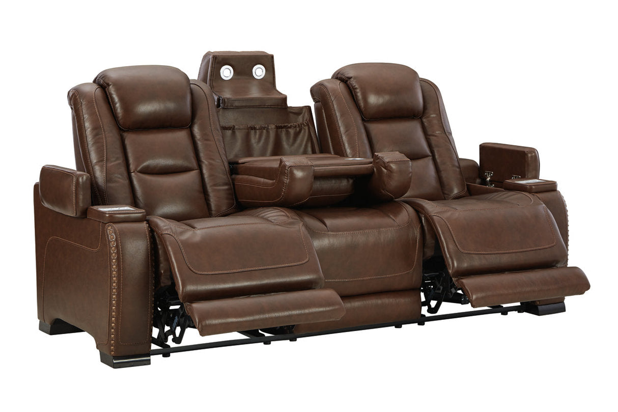 The Man-Den Mahogany Power Reclining Sofa