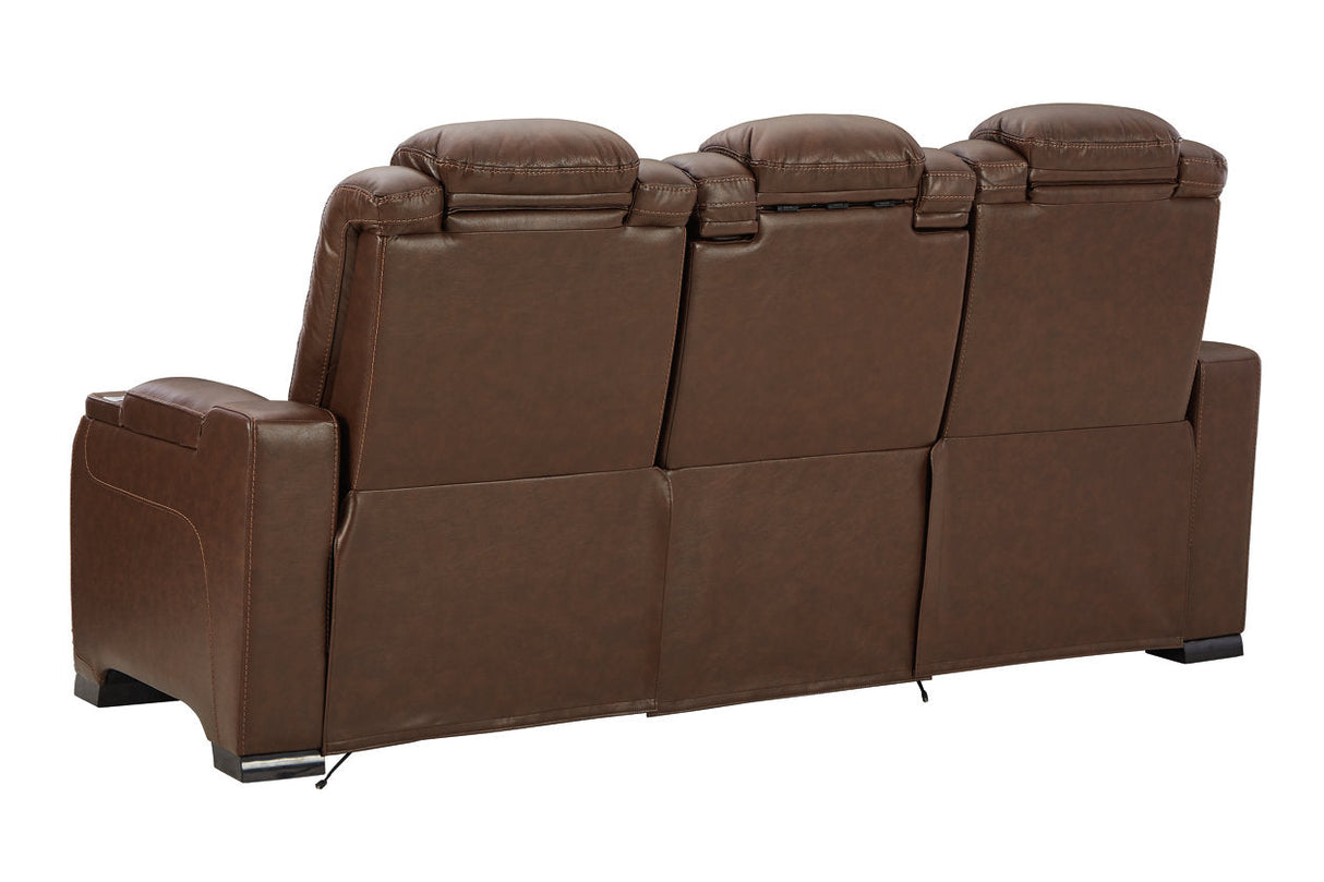 The Man-Den Mahogany Power Reclining Sofa