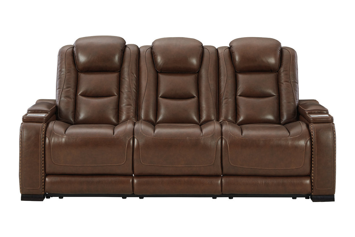 The Man-Den Mahogany Power Reclining Sofa