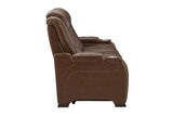 The Man-Den Mahogany Power Reclining Sofa