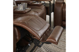 The Man-Den Mahogany Power Reclining Loveseat with Console