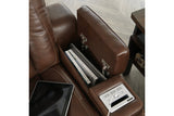 The Man-Den Mahogany Power Reclining Loveseat with Console